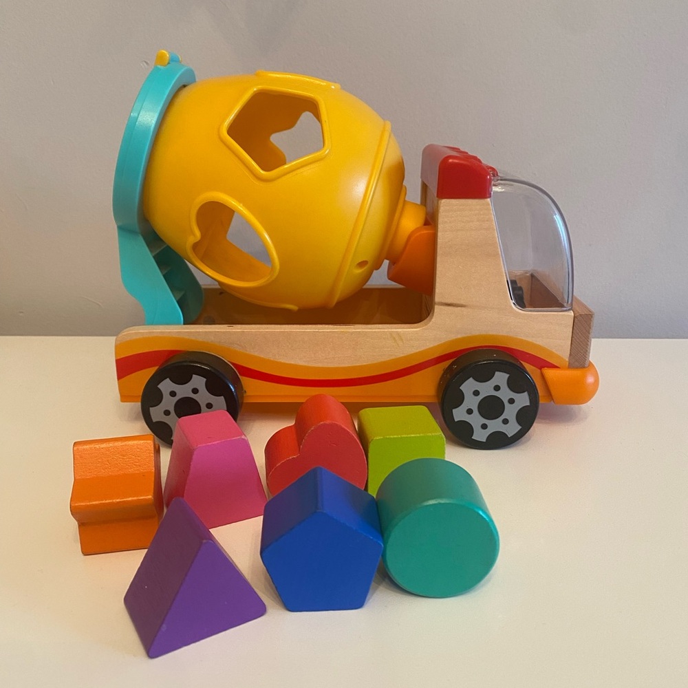 Wooden Cement Mixer Shape Sorting Truck